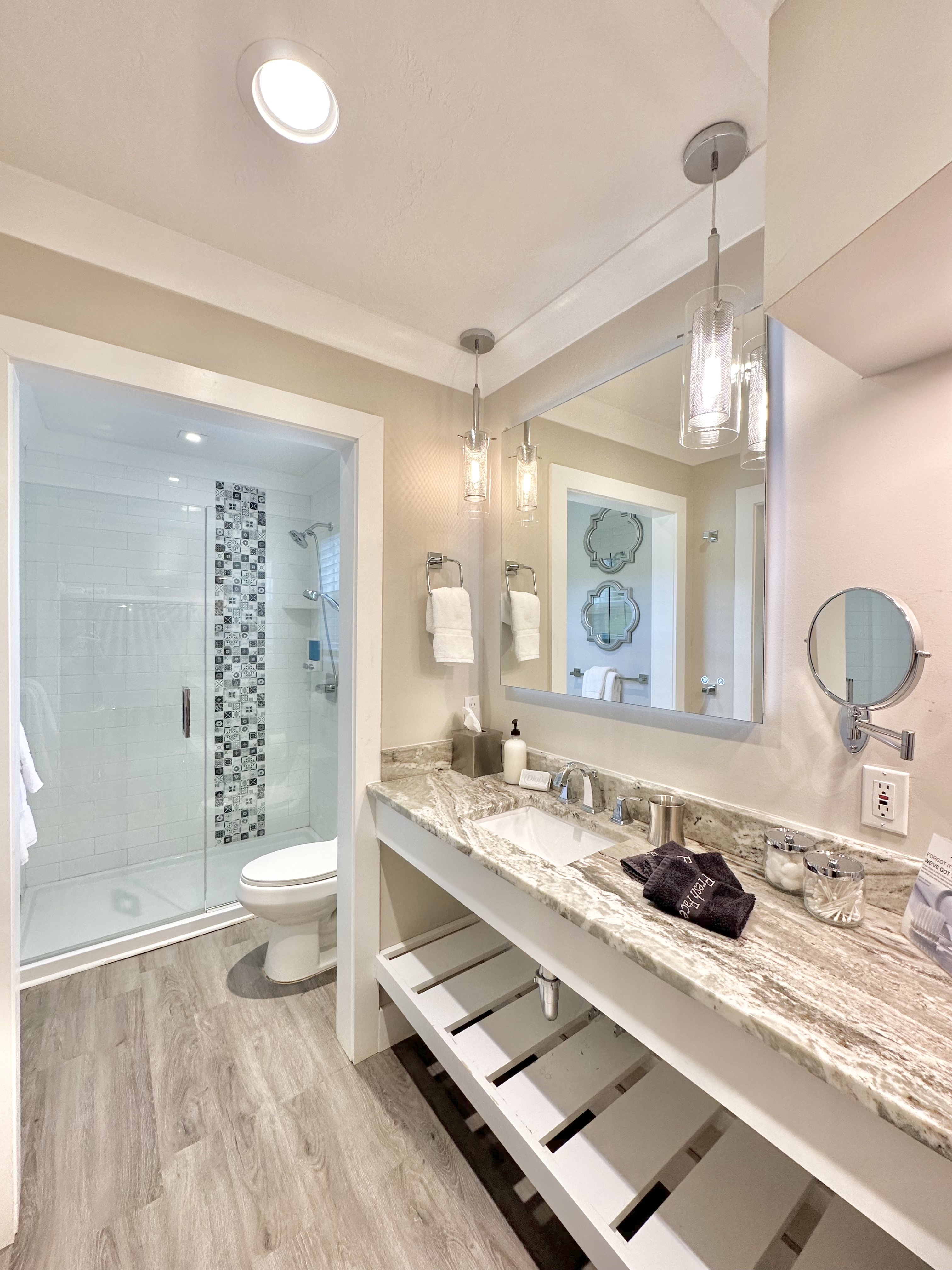 Rose Master enSuite Bathroom - Main Level. Hair dryers are also provided for every bathroom.