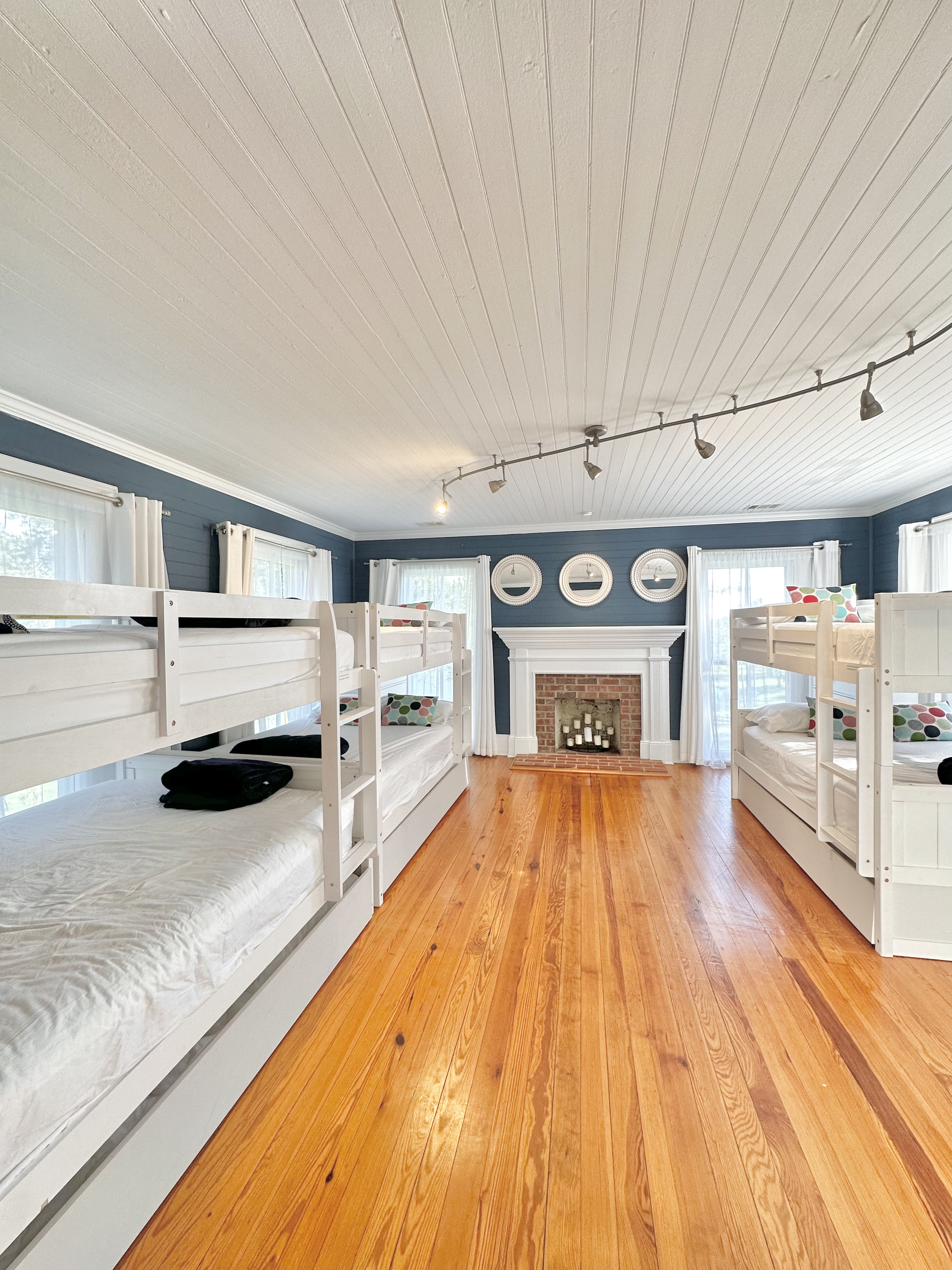 Bunk Room - Upper Level (Sleeps 15). 3 full size bunk beds with twin trundles underneath each one.